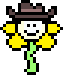 Flowey wearing a cowboy hat when interacted with in the Wild East.