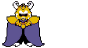 Asgore pulling out his trident to strike Clover.