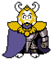 A expressão de choque de Asgore antes de Clover atirar.